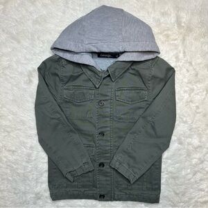 George Jacket Hooded Utility Style Green & Grey Size 6